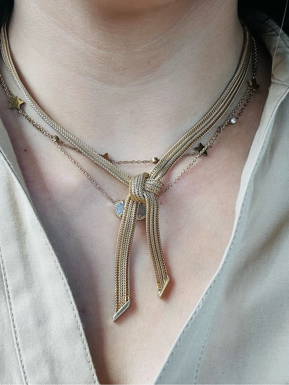 VINTAGE HENKEL & GROSSE FOR CHRISTIAN DIOR C1960 GOLD TONE MESH TASSEL NECKLACE